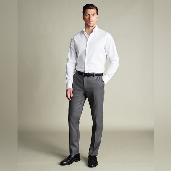 Charcoal Grey Classic Fit Smart Texture Trousers - Picture 1 of 3